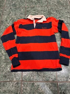 Mens Vintage Syracuse Rugby Shirt with White Collar size L 100% Cotton